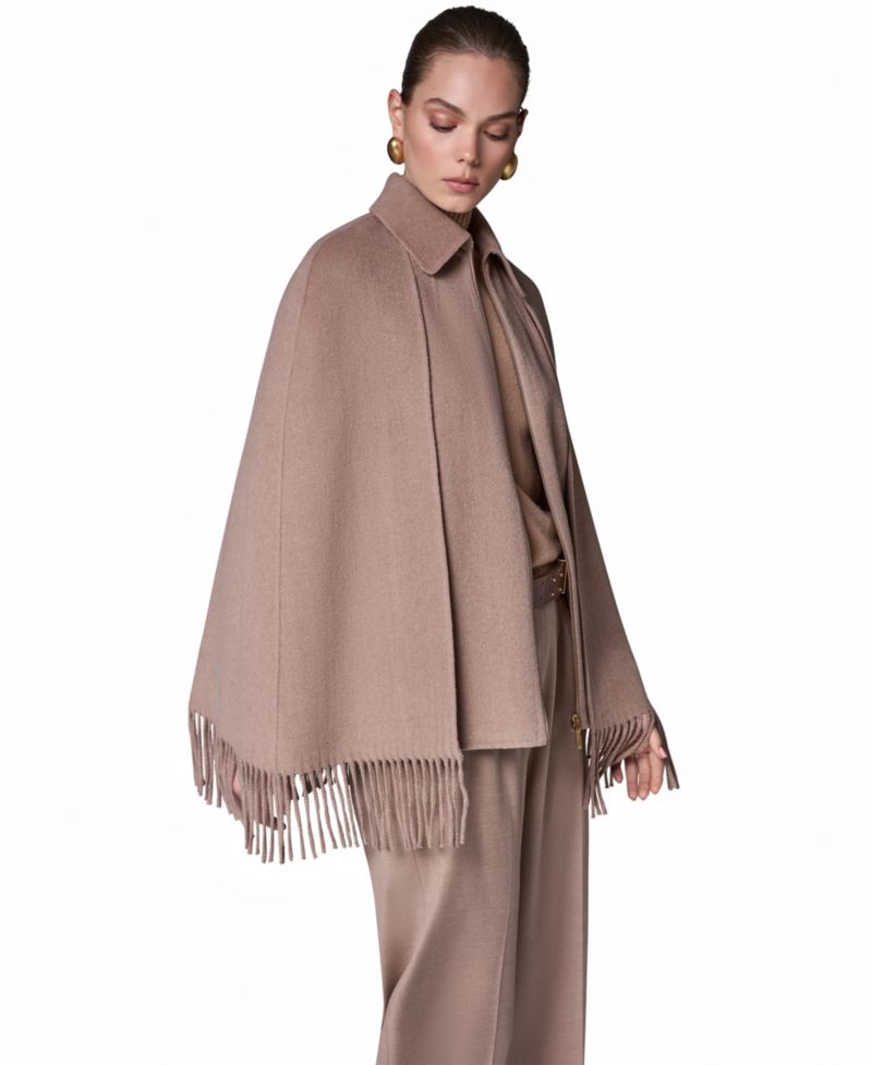 Women's Fringe Wool-Blend Cape Coat