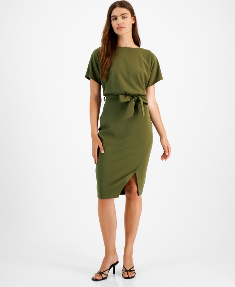 Blouson Wrap Dress