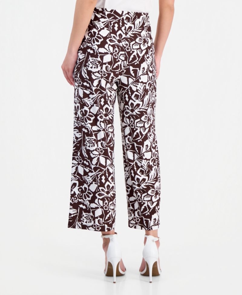 Petite Printed High-Rise Wide-Leg Pants