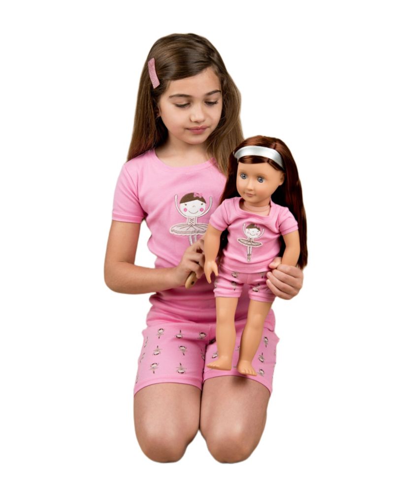 Toddler Girls Matching Doll Snug-Fit Cotton Short Sleeve Pajamas