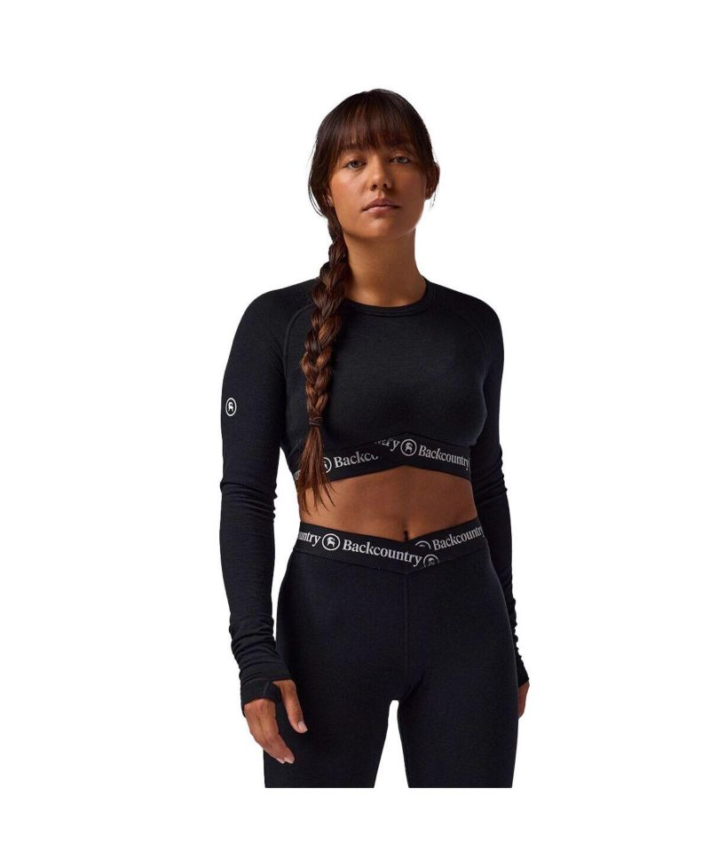 Women's BGA Cedars Merino Lt-Wt Baselayer Cropped Crew Top- Lightweight Long Underwear Tops