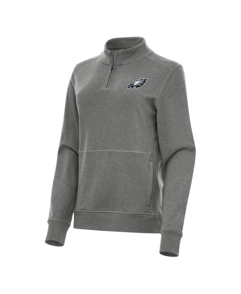 Women's Heather Black Philadelphia Eagles Crush Quarter-Zip Jacket