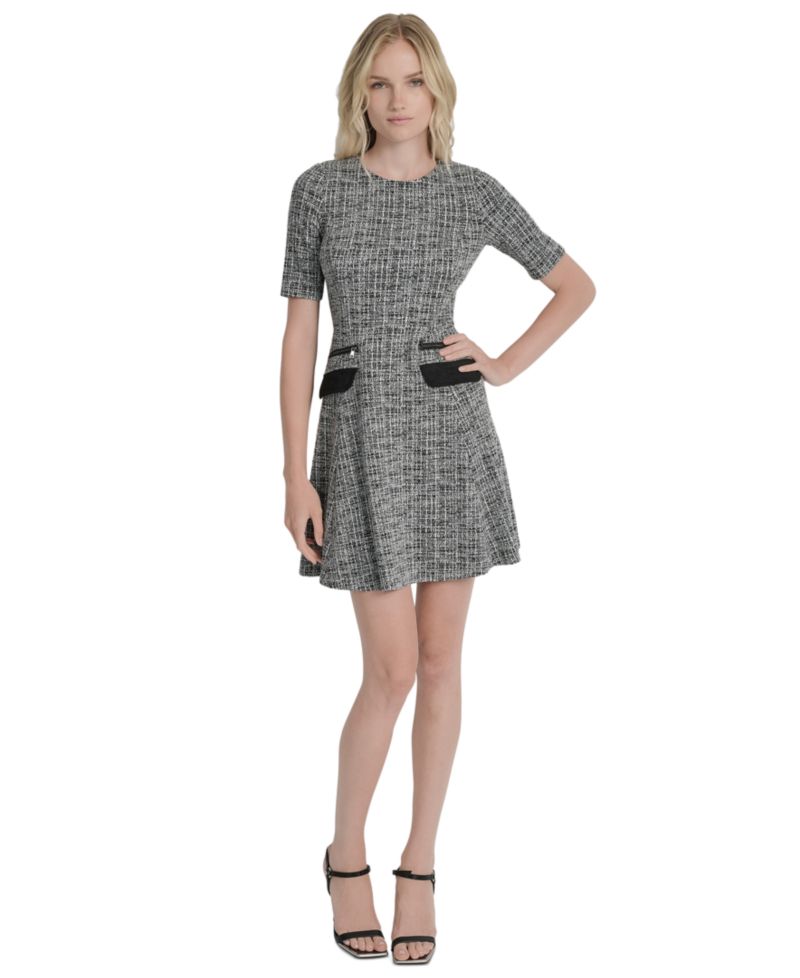 Women's Short-Sleeve Fit & Flare Dress