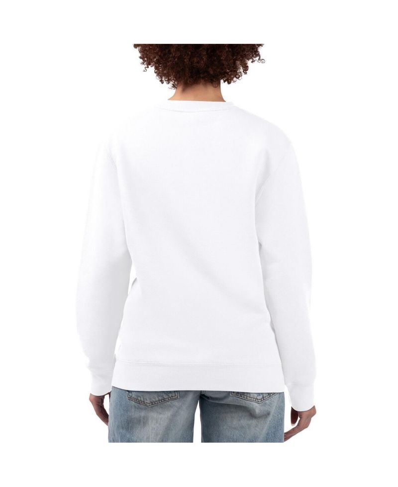 Women's White Washington Commanders Football Logo Graphic Fleece Tri-Blend Pullover Sweatshirt