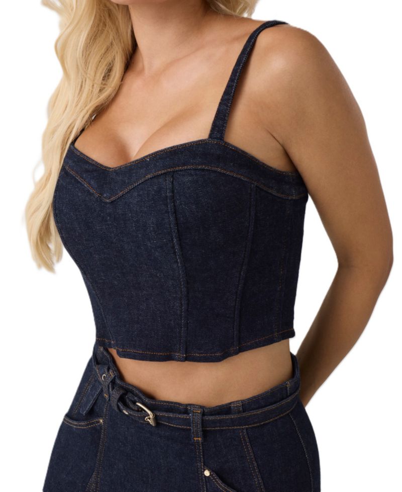 Women's Zoey Denim Crop Sweetheart Bustier Top