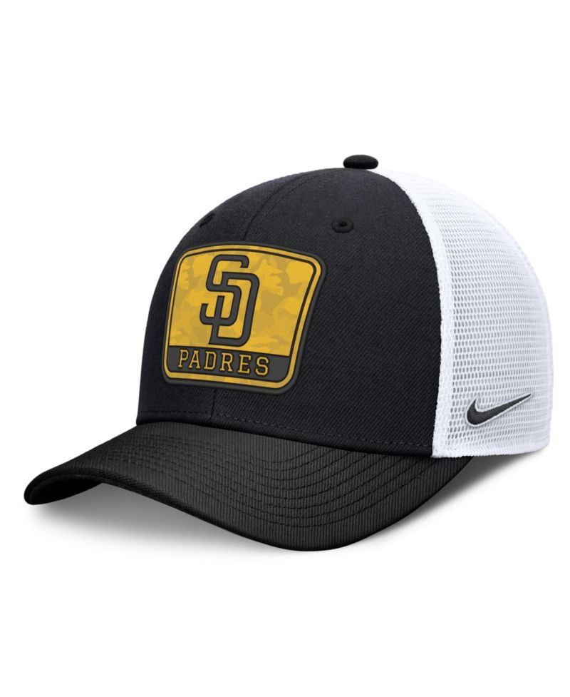 Men's Black/White San Diego Padres Camo Rise Trucker Dri-FIT Adjustable Hat