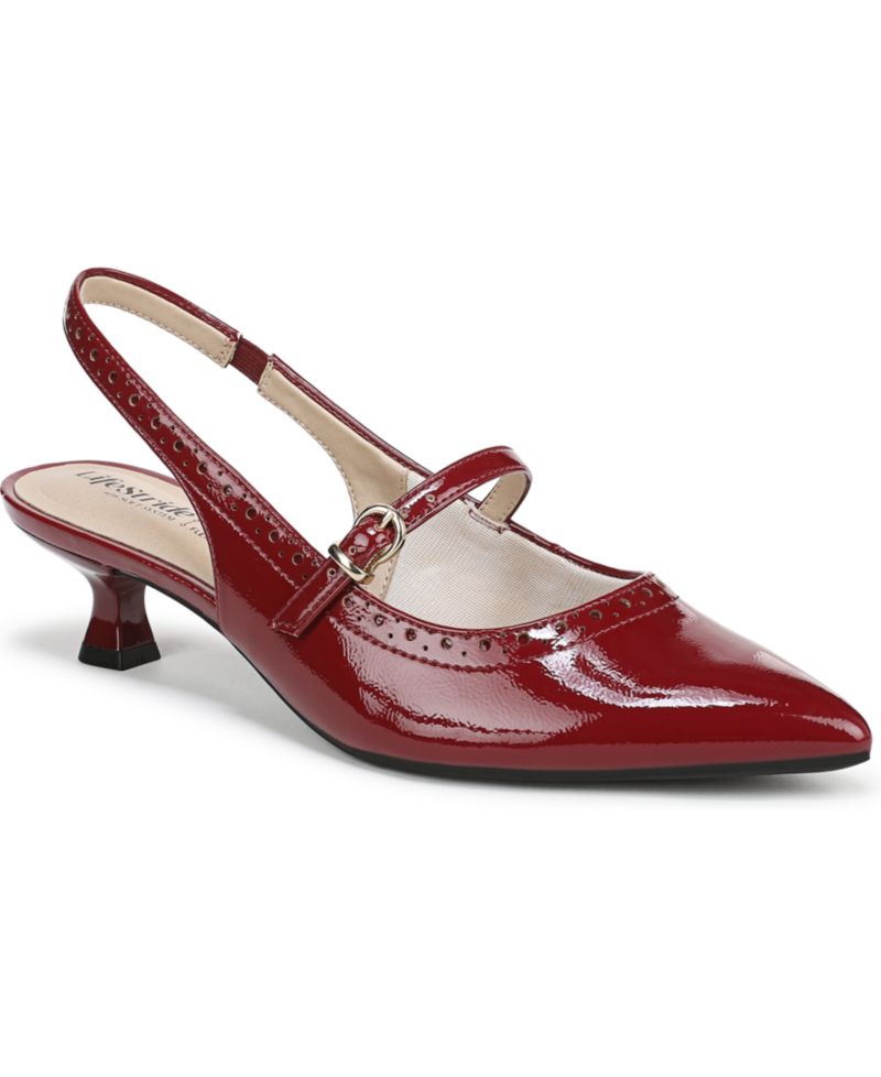 Women's Marilyn Pointed Toe Kitten Heel Slingback Pumps