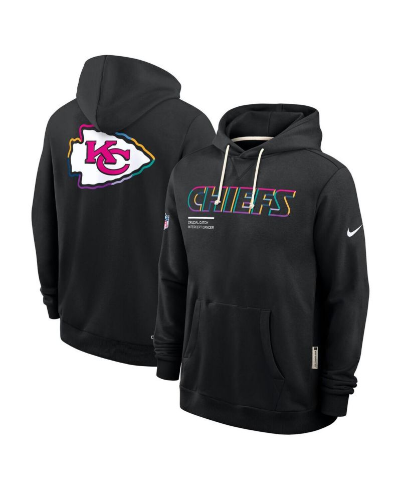 Men's Black Kansas City Chiefs Tall 2025 NFL Crucial Catch Sideline Standard Issue Dri-FIT Hoodie