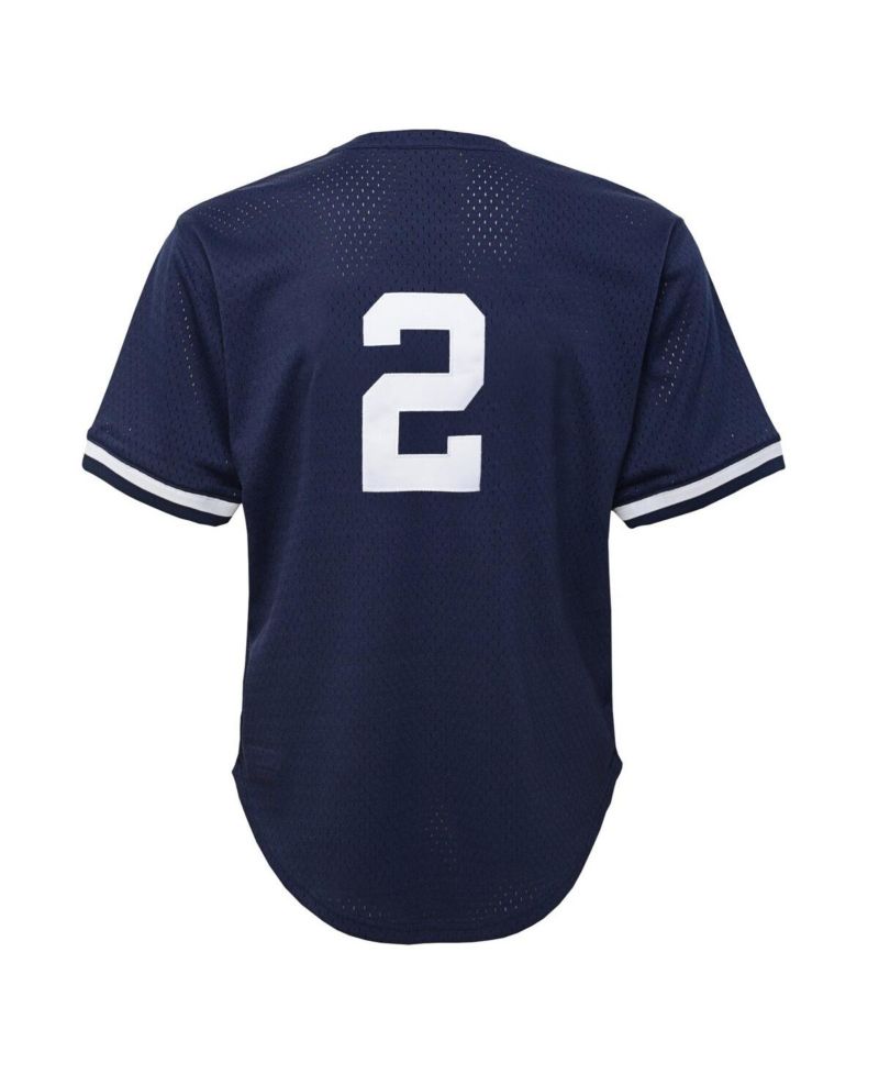 Little Boys and Girls Derek Jeter Navy Distressed New York Yankees Cooperstown Collection Mesh Batting Practice Jersey