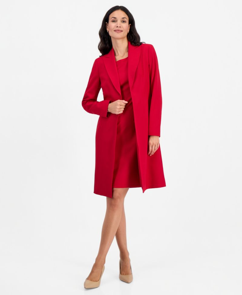 Women's Peak-Lapel Sheath Topper & Dress, 2-Piece Set