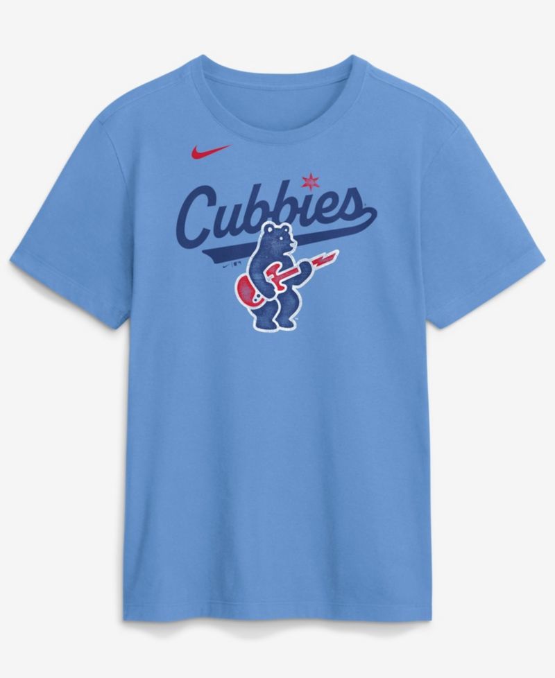 Men's Light Blue Chicago Cubs Electric Bear T-Shirt