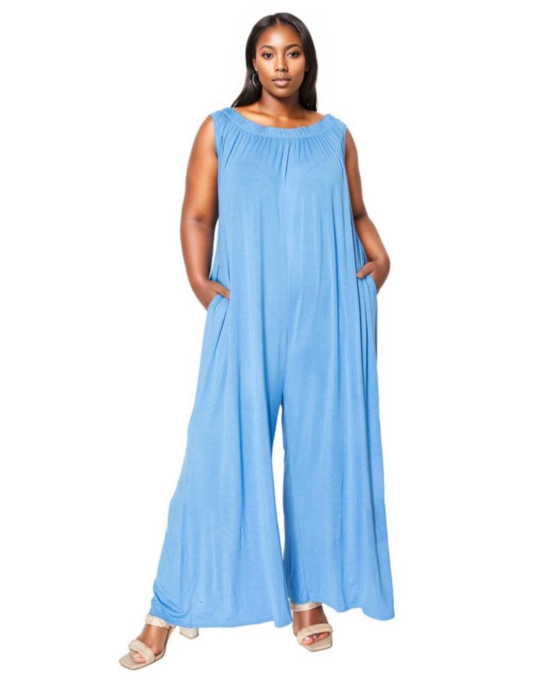 Plus Size Olson Wide Leg Pocket Jumpsuit