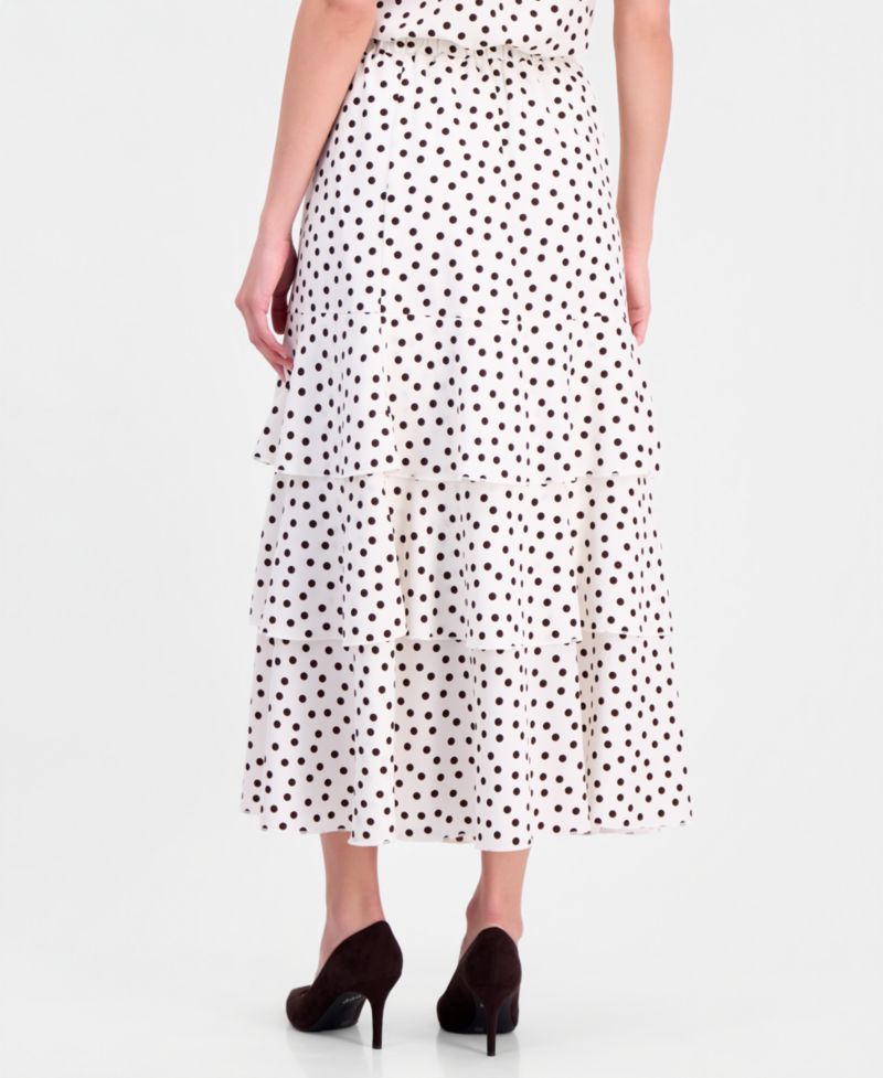 Women's Polka-Dot Pull-On Tiered Skirt