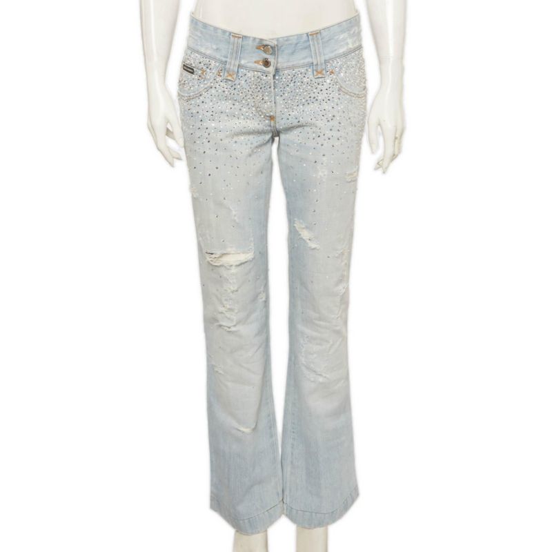 Women's Mid-Rise Rhinestone Boot-Cut Jeans