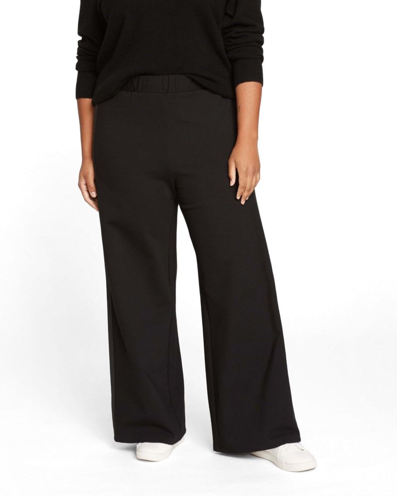 Plus Size Wide Leg Stripe Ponte Pants