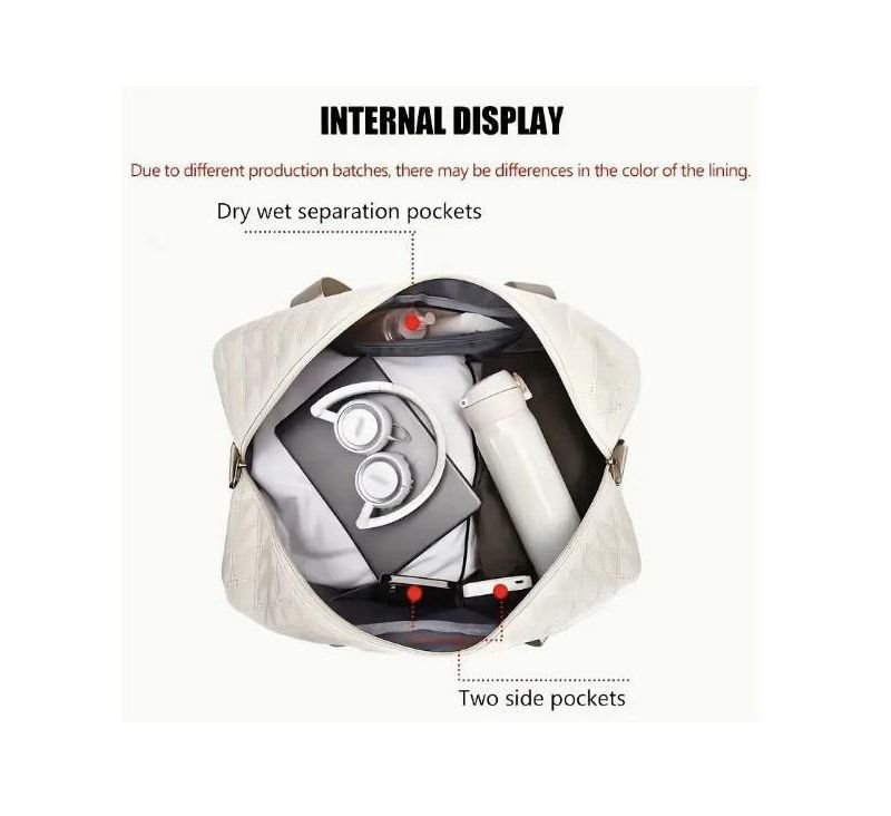 Three-dimensional Diamond Patterned Small Square Tote, Crossbody bag with Dry Wet Separation & Double-sided Pockets