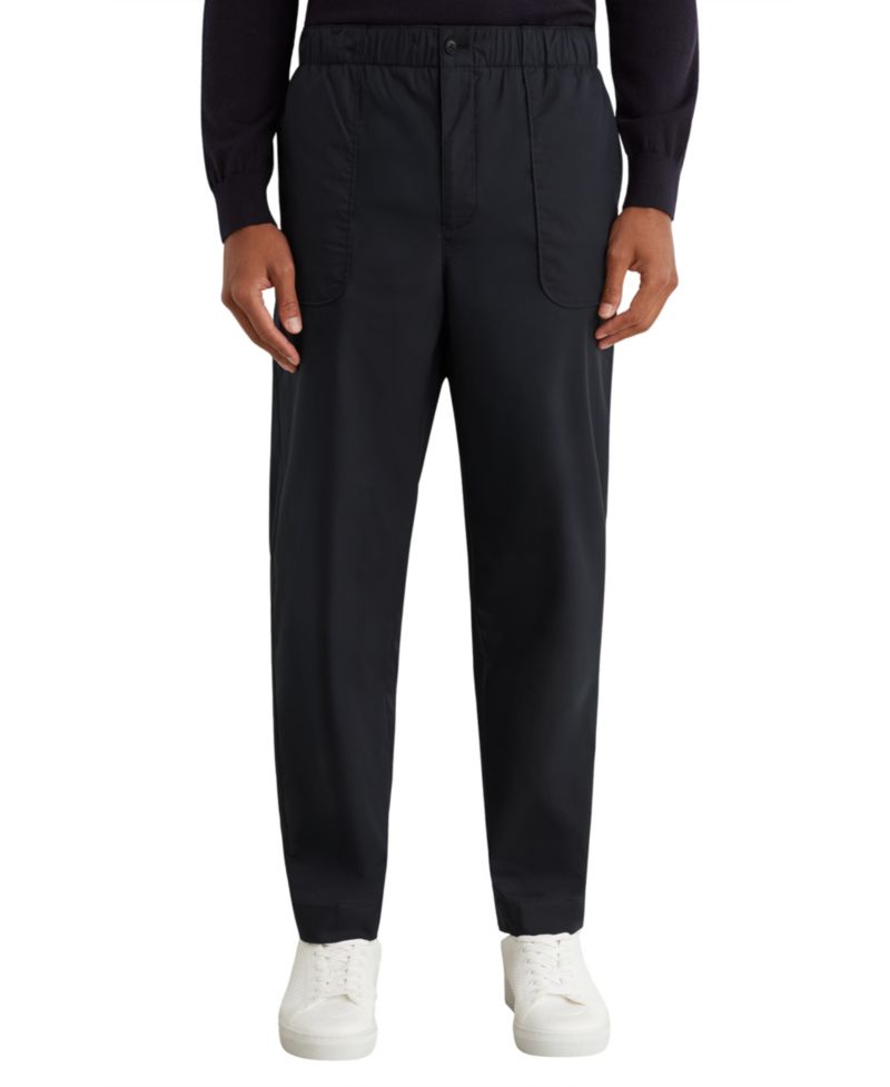 Men's Snap Flat-Front Tapered Stretch Cotton-Blend Pants