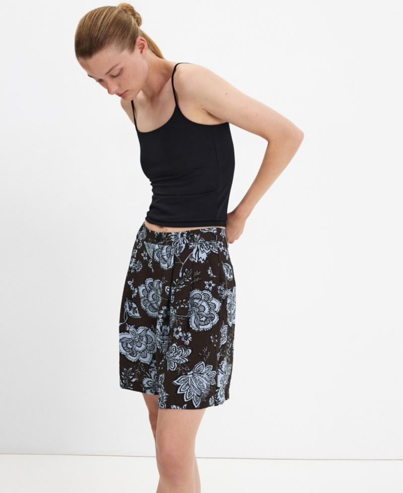 Women's Floral-Print Pleated Wide-Leg Shorts, 7" Inseam