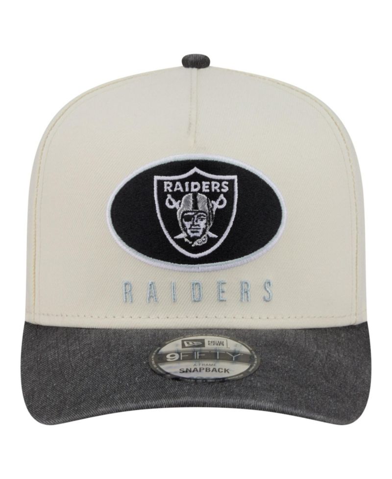 Men's Cream/Black Las Vegas Raiders Washed A-Frame 9FIFTY Snapback Hat