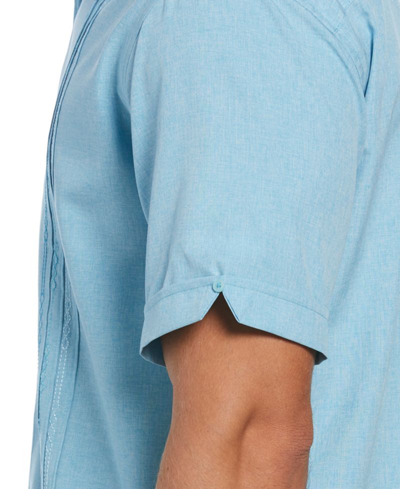Men's Geo Embroidered Panel Chambray Shirt