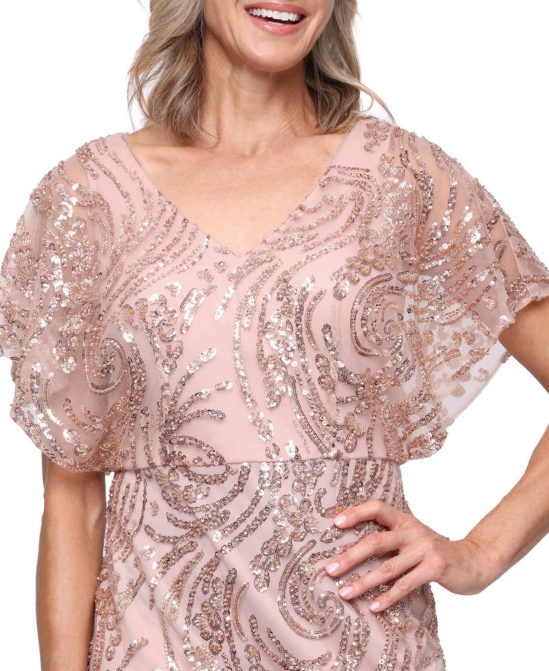 Women's Sequin Column Zipper Gown