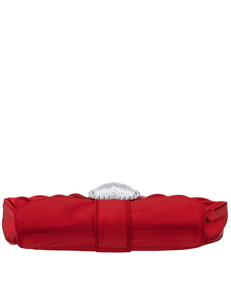 Crystal Heart Adorned Clutch Handbag