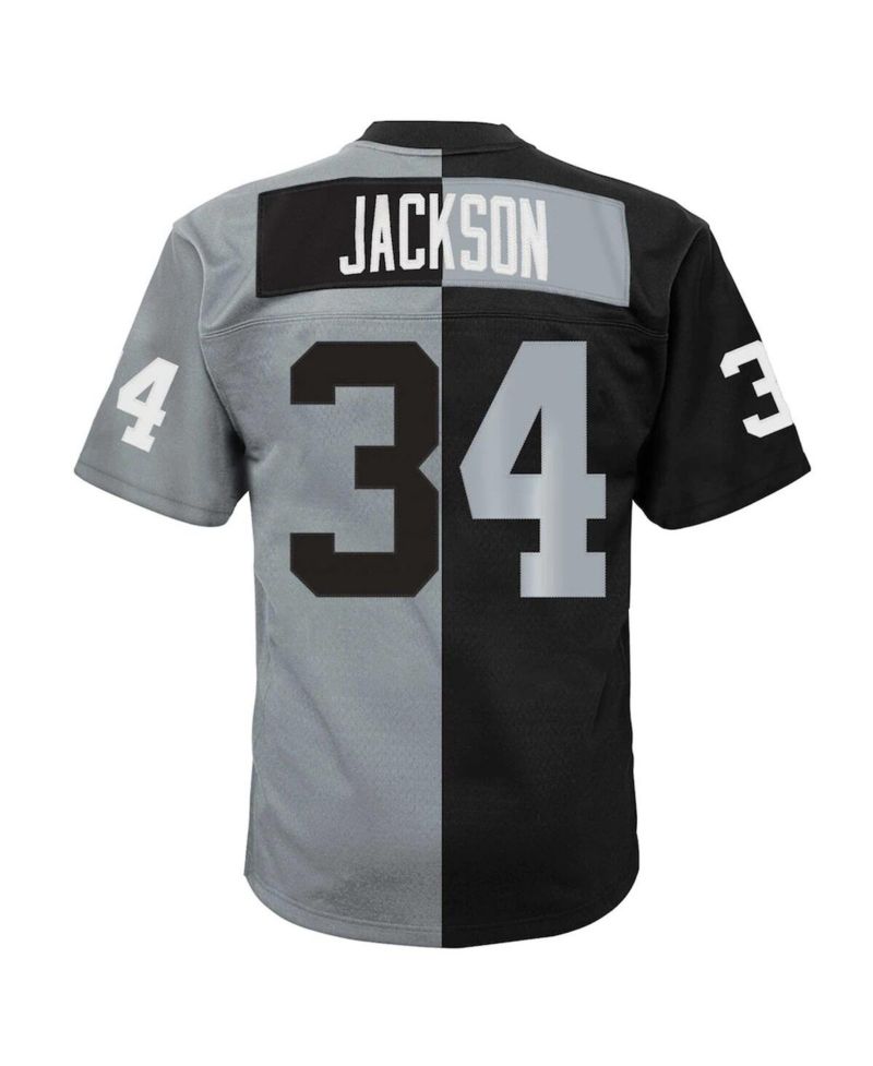 Men's Bo Jackson Black, Silver Las Vegas Raiders Big and Tall Split Legacy Retired Player Replica Jersey