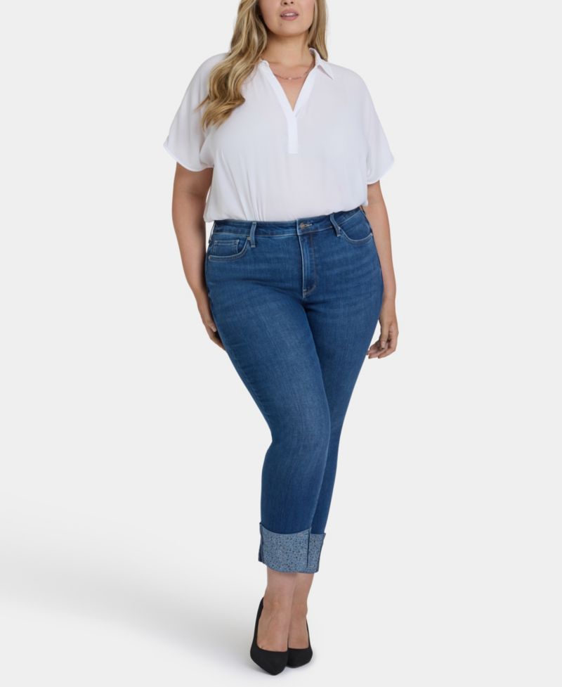 Plus Size Sheri Slim Ankle Rhinestone Cuff Jeans