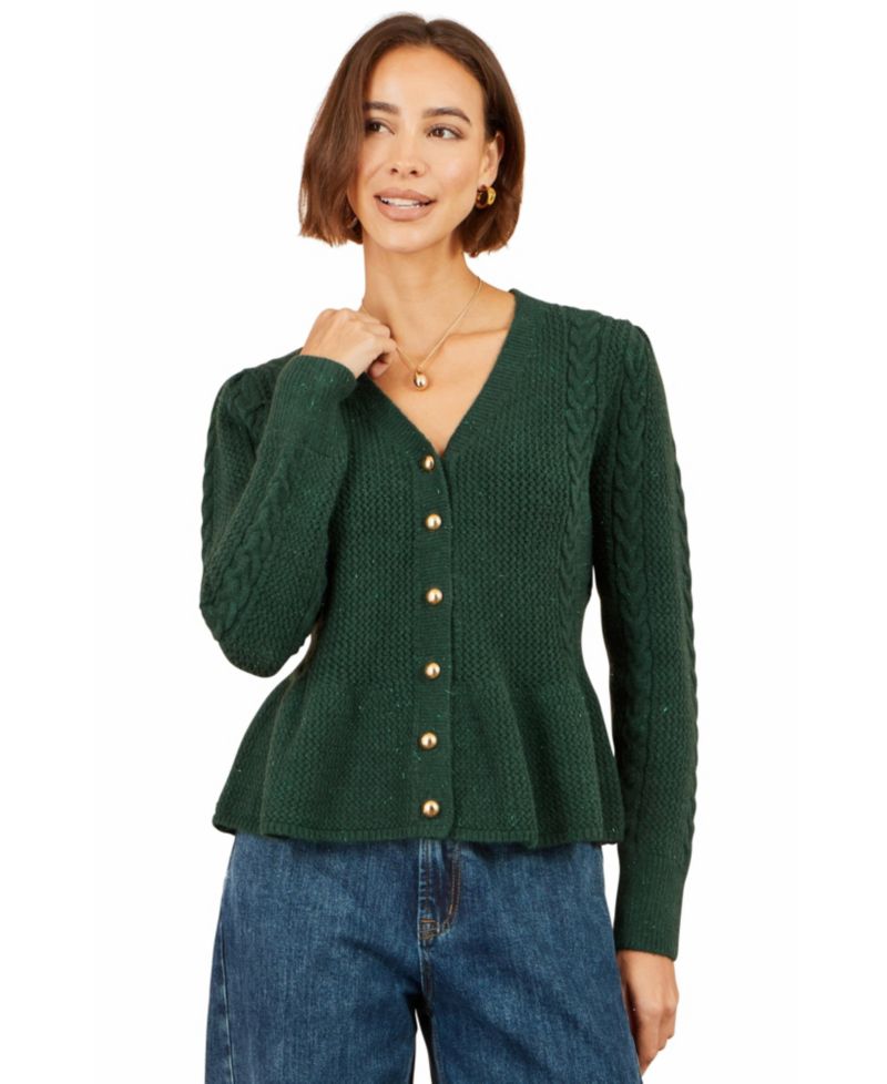 Women's Cable-Knit Peplum Cardigan
