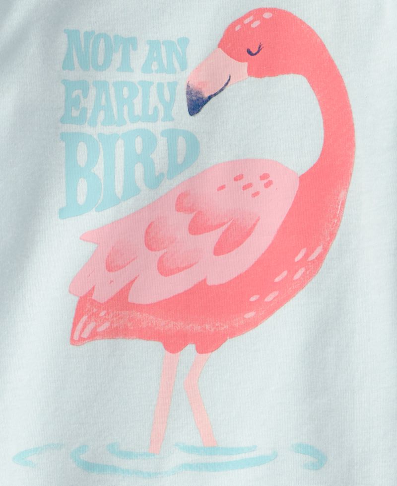 Girls' Baby and Toddler Flamingo Short-Sleeve T-Shirt and and Shorts Snug-Fit Cotton Pajama, 4-Piece Set