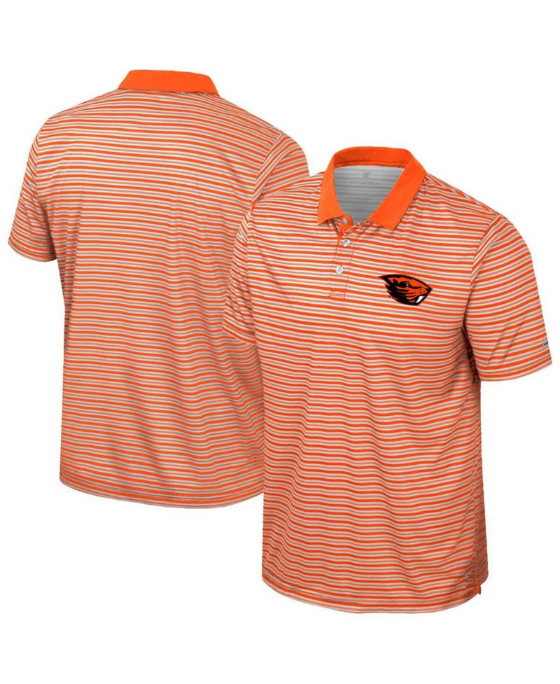 Men's Orange Oregon State Beavers Striped Polo Shirt