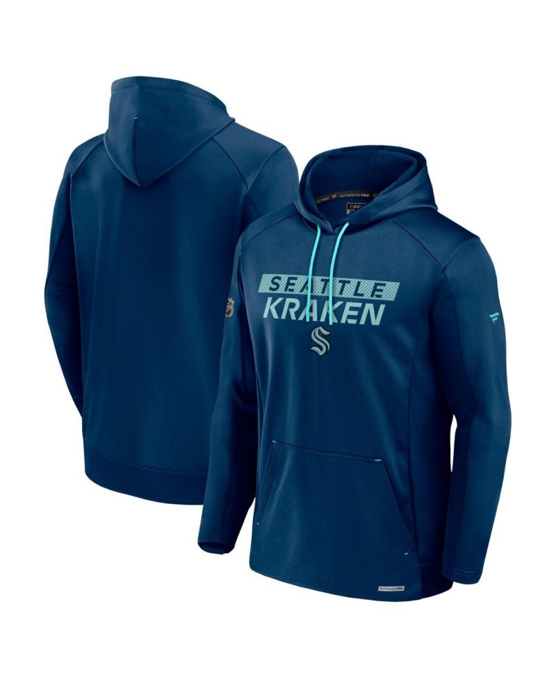 Men's Deep Sea Blue Seattle Kraken Authentic Pro Big & Tall Pullover Hoodie