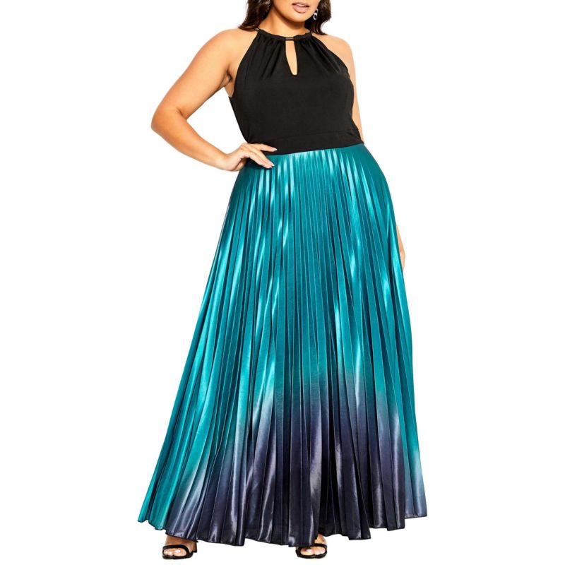 Women's Pleated Ombre Maxi Dress