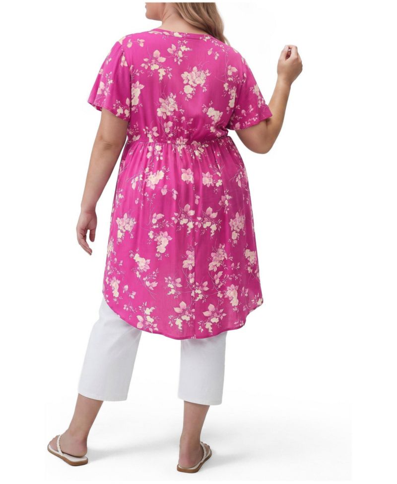 Plus Size Lexie Babydoll Floral Short-Sleeve Tunic