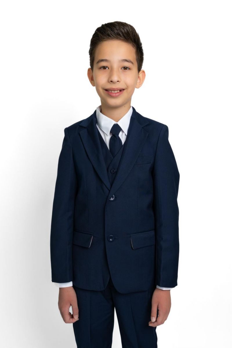 Комплект костюма Big Boys 007 Slim Fit из 5 предметов: рубашка, галстук, пиджак, жилет и брюки