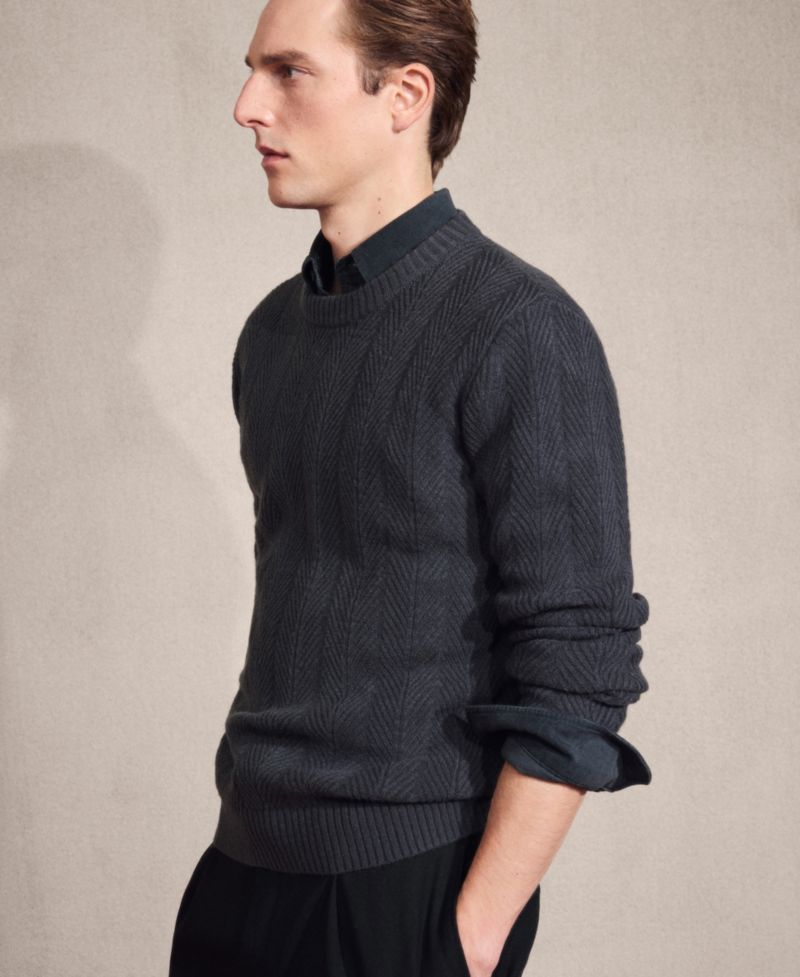 Men's Herringbone Structured Sweater