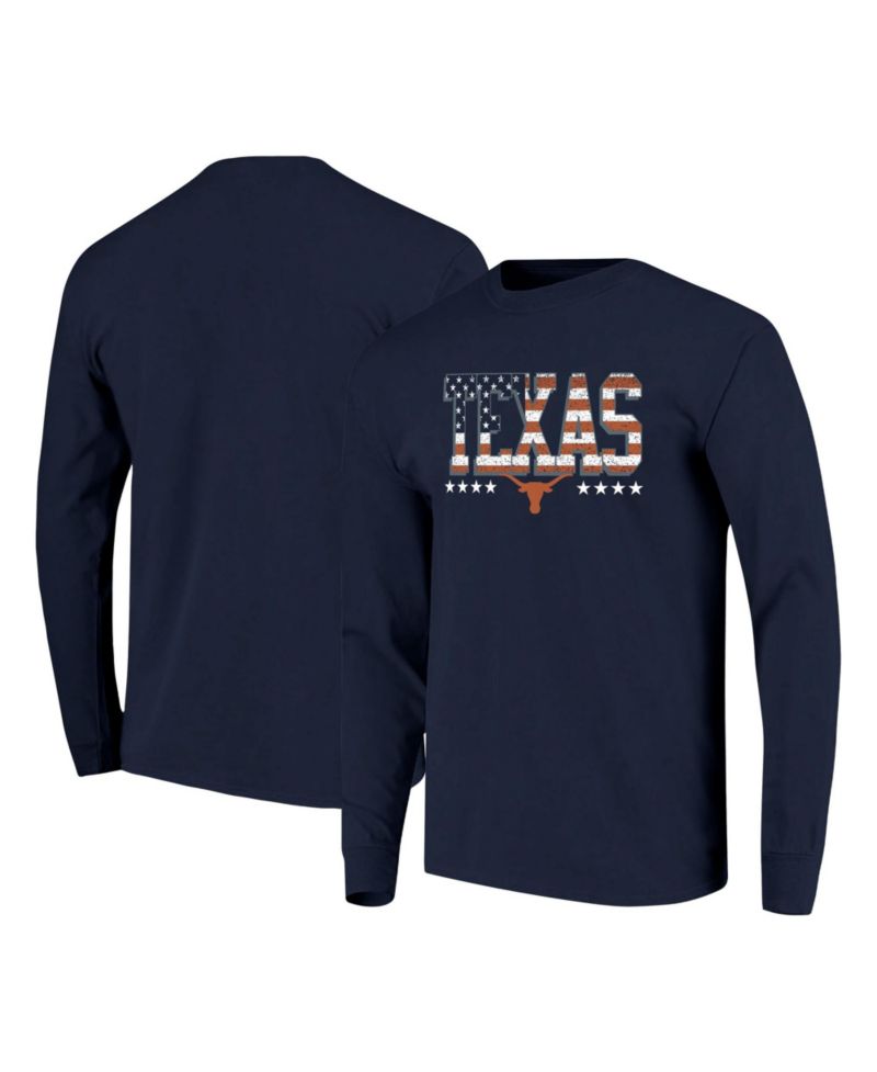 Men's Navy Texas Longhorns Tall Type Flag Long Sleeve T-Shirt
