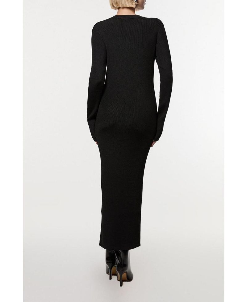 Women's Button Through Ribbed Maxi Dress