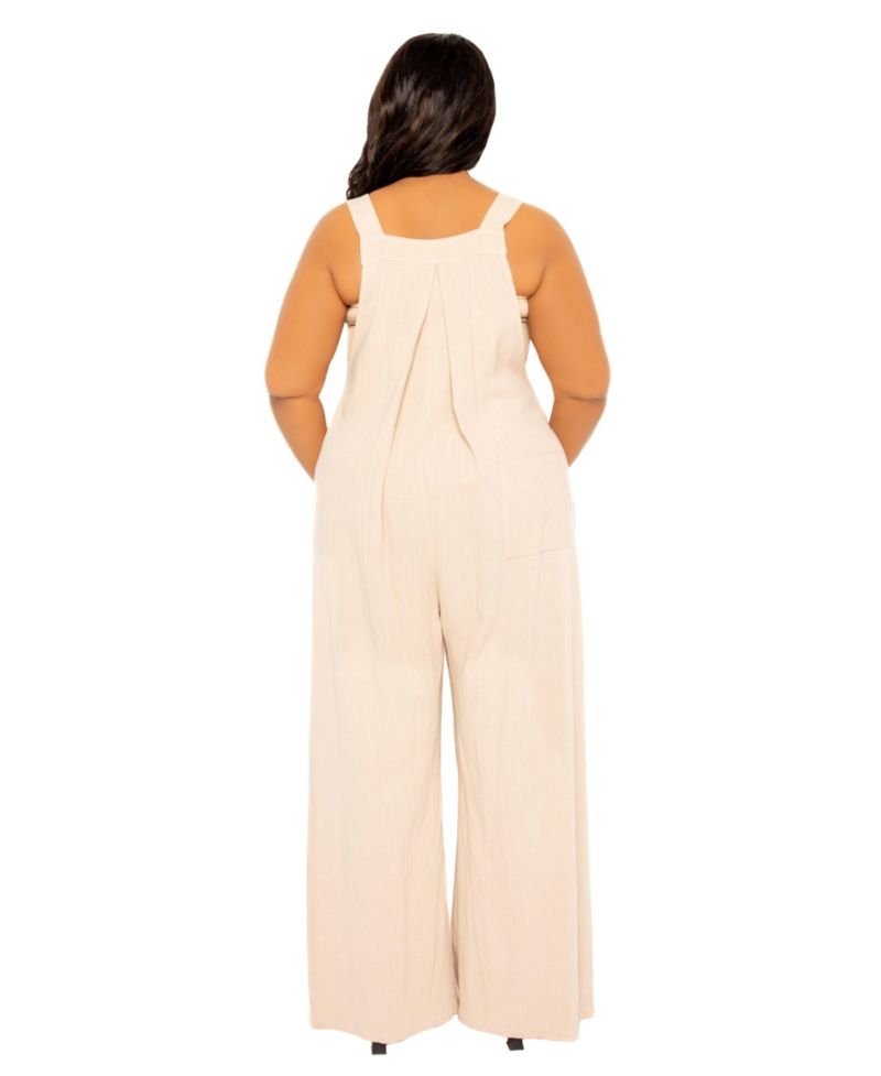 women's Plus Size Wide Leg Linen Jumpsuit