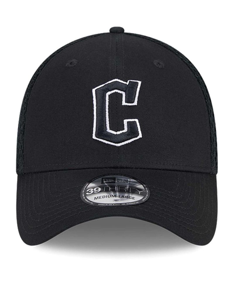 Men's Cleveland Guardians Evergreen Black White Neo 39Thirty Flex Hat