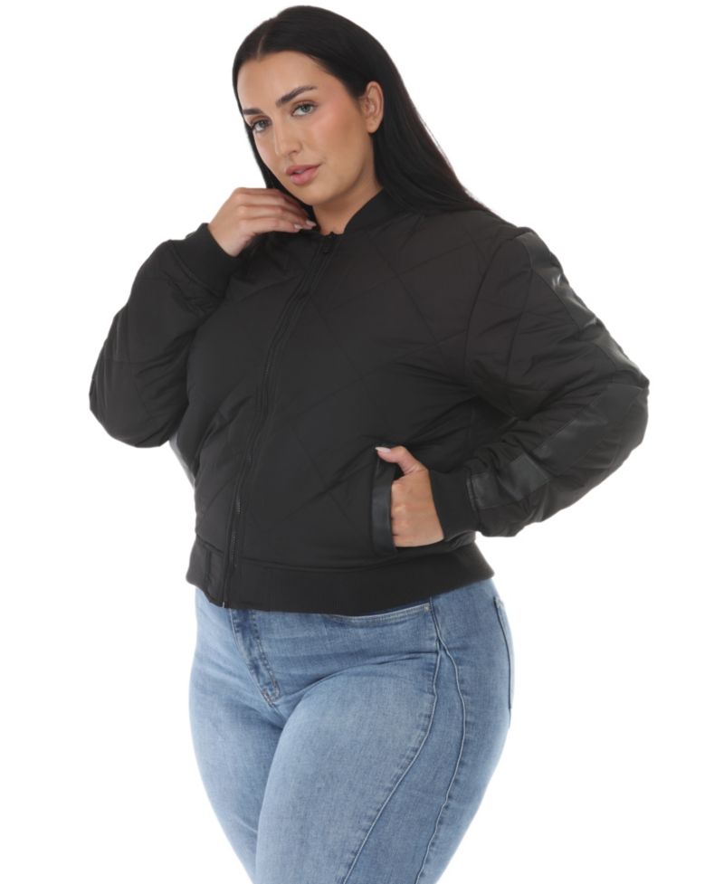 Plus Size Women's Quilted-Lightweight Bomber Jacket