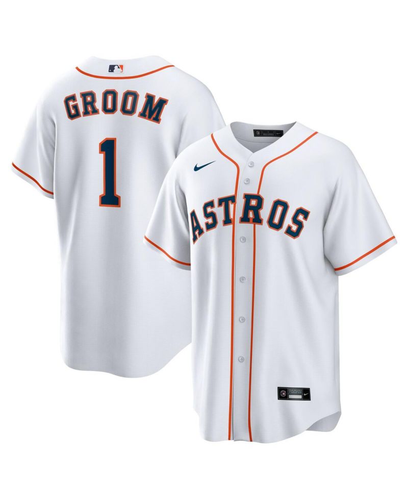 Men's White Houston Astros 1 Groom Home Replica Jersey