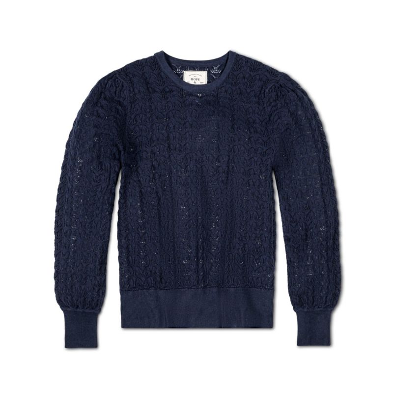 Women's Hope and Henry Long Sleeve Pointelle Sweater with Bellow Sleeves