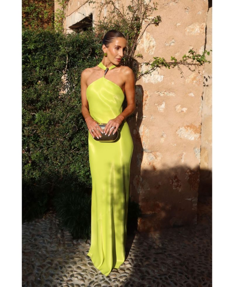 Women's Satin Halter Maxi Dress