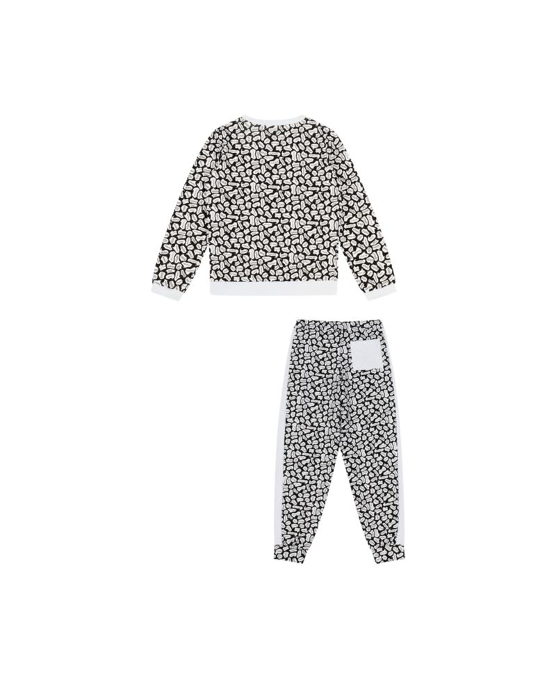 Kids Crewneck Sweatshirt and Jogger Pants Set - Black/White-Hello