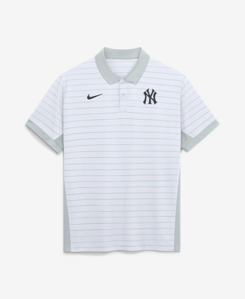 Men's White New York Yankees Authentic Collection Striped Victory Dri-FIT Polo Shirt