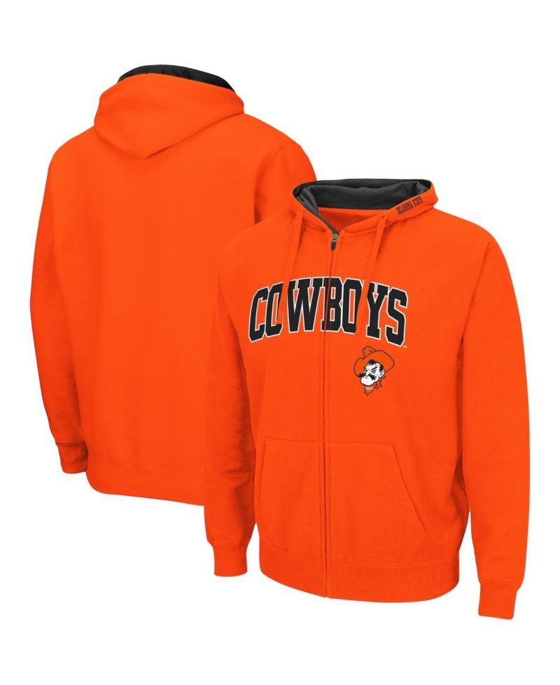 Men's Orange Oklahoma State Cowboys Arch Logo 3.0 Full-Zip Hoodie