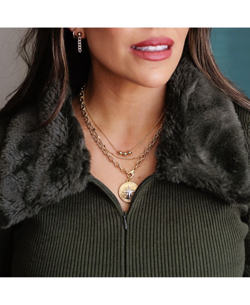 Dainty Chain Necklace with Three 6mm Gold Filled Beads