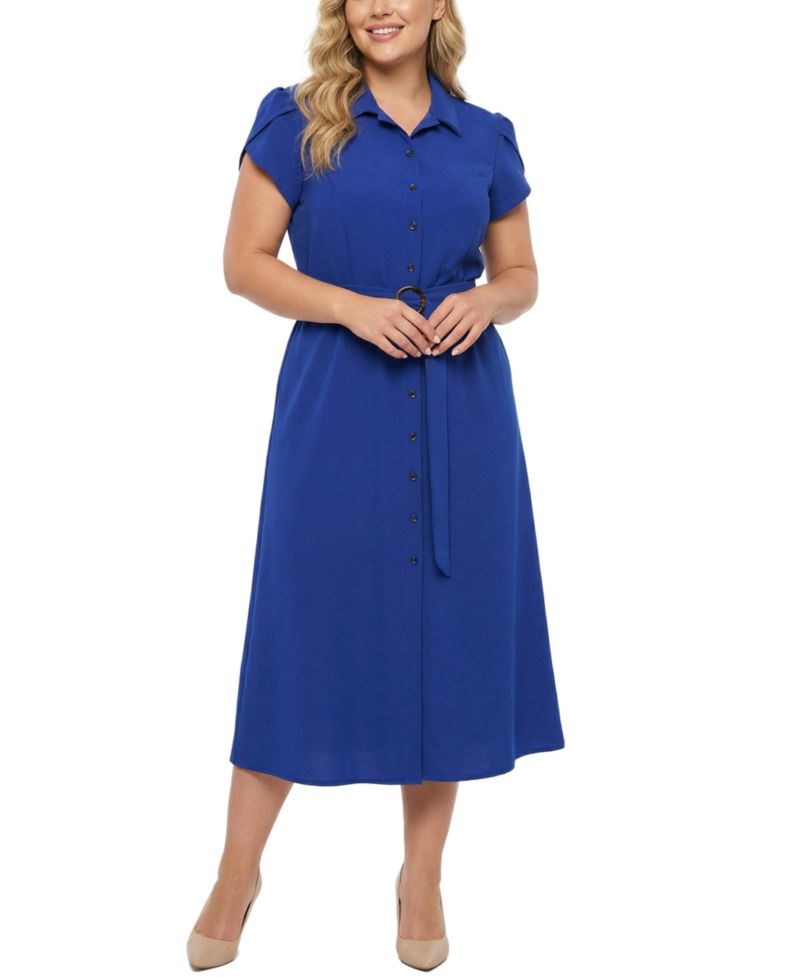 Plus Size Midi Petal Sleeve Dress