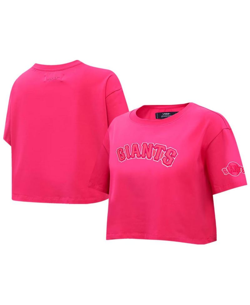 Women's Pink San Francisco Giants Triple Pink Boxy Cropped T-Shirt